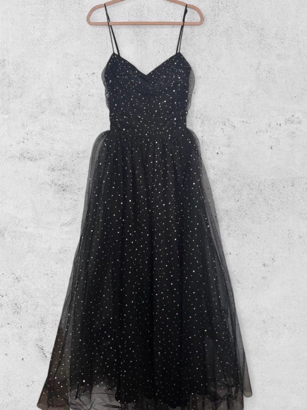 Windsor Black Sparkle Tulle Evening Gown